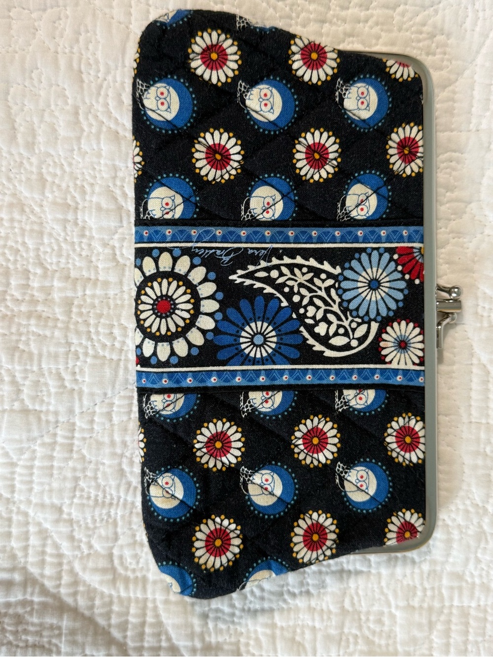 Vera Bradley Black Blue Red Floral Zip Wallet